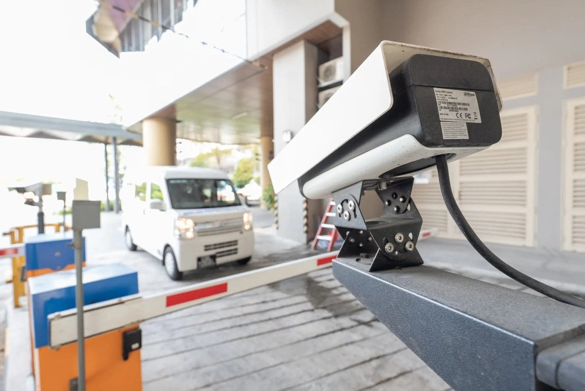 Applied Protection barrier and camera at a site entrance