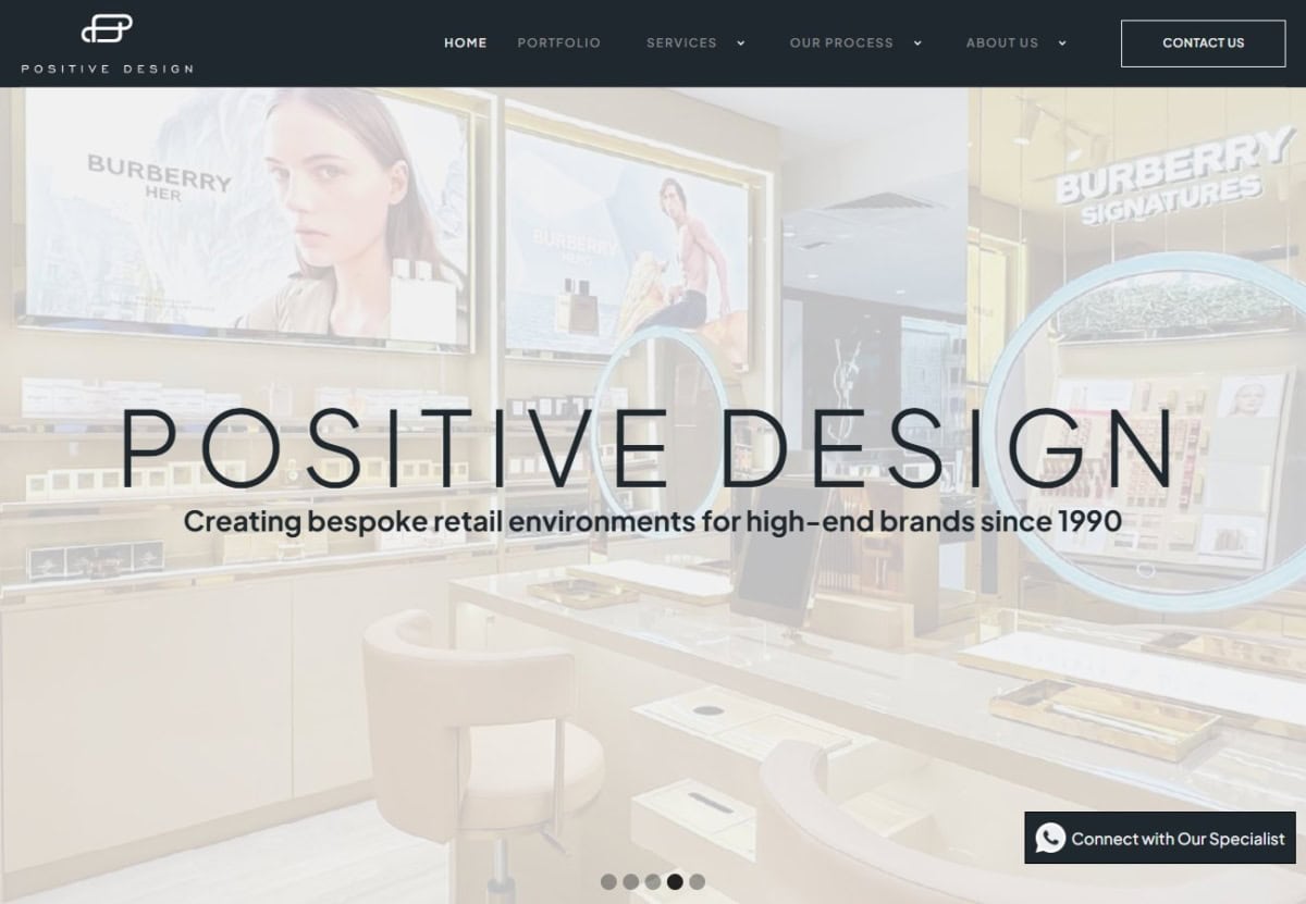 Positive Design website homepage after the rebuild