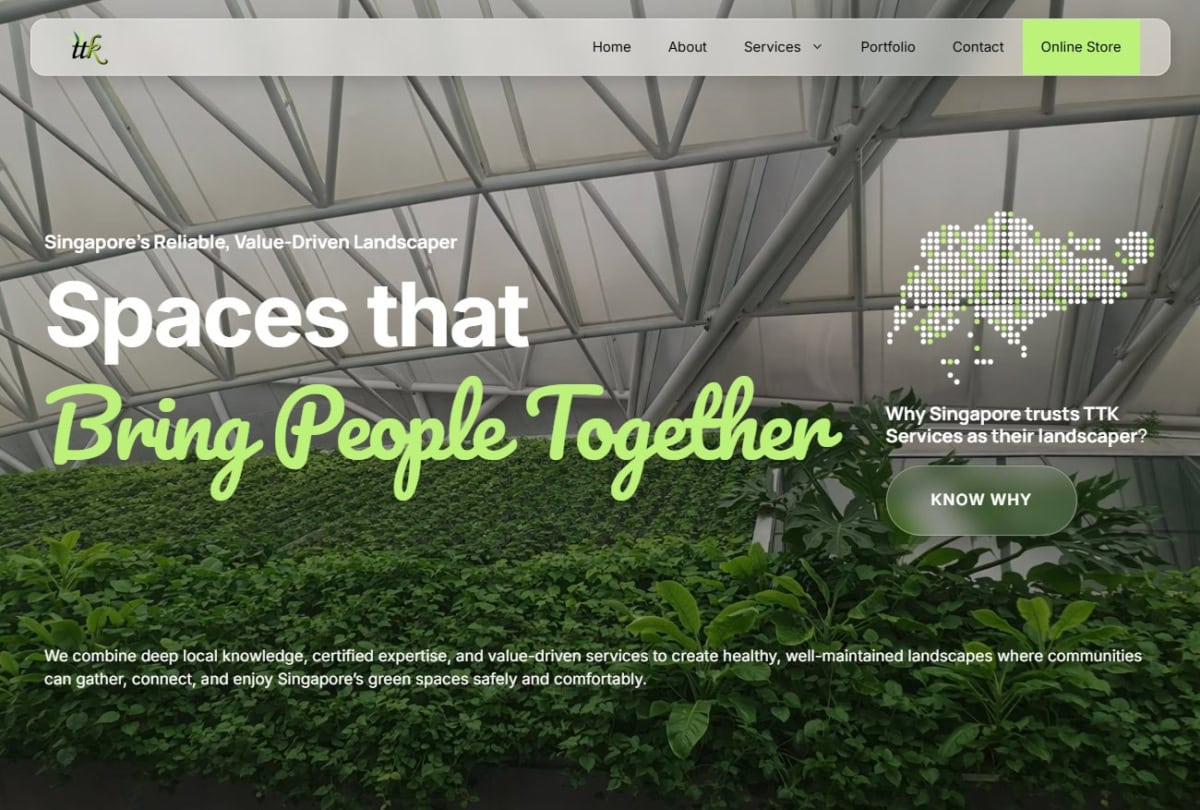TTK Services website homepage after the rebuild